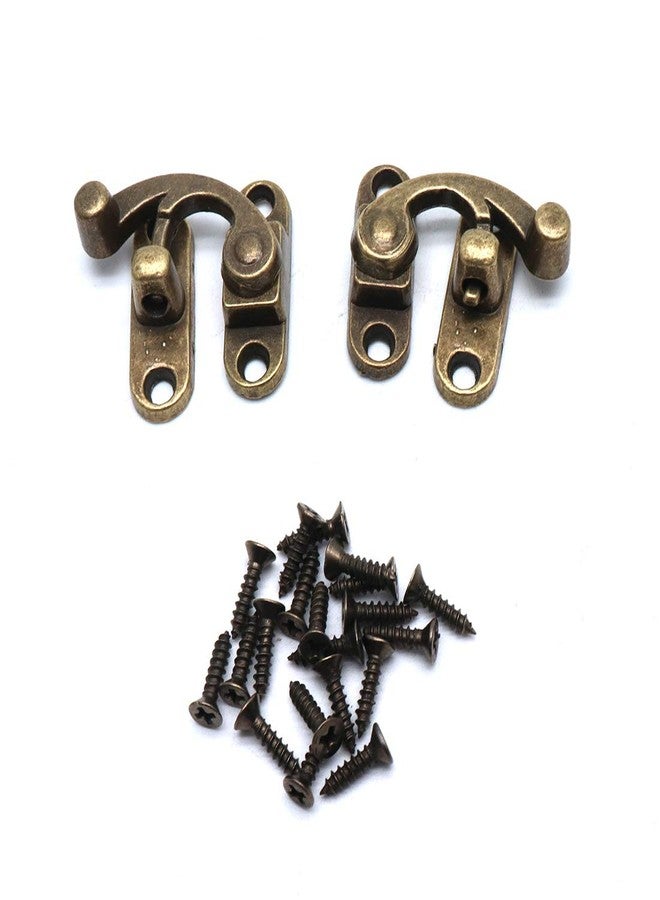Sydien Zinc Alloy Latch Hook Hasp Wood Jewelry Box Latch Hook Clasp w Screws 10 Pack, Antique Bronze(Right & Left Latch Buckle) - Image 2